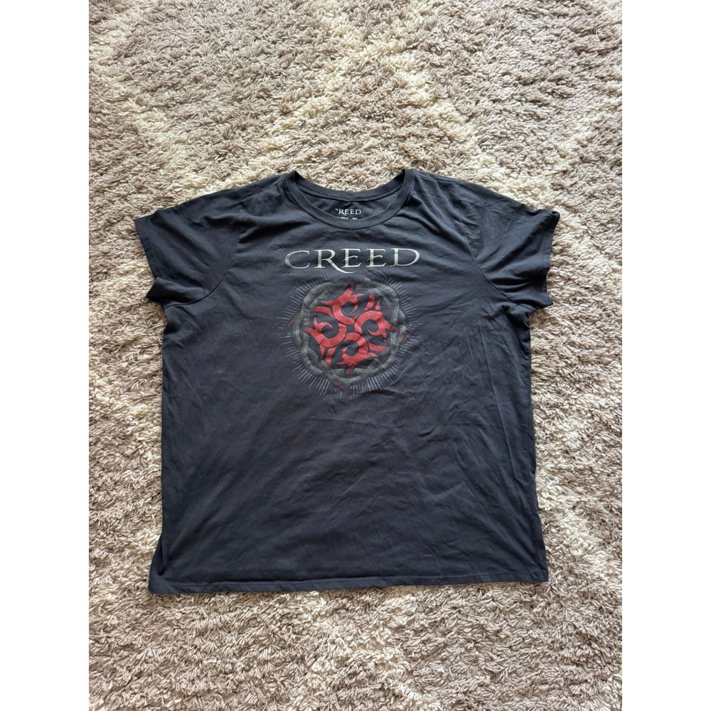 Creed Band T-Shirt Charcoal Gray Graphic Logo Short Sleeve Rock Tee Size 3 XL